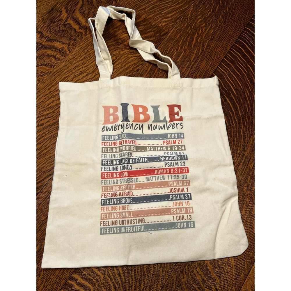 Y2K Retro Aesthetic Bible Emergency Numbers Tote Bag Canvas Graphic Shopping